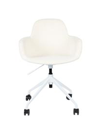 Bouclé bureaustoel Albert, in hoogte verstelbaar, Bekleding: 100% polyester, Frame: aluminium, gepolijst, Zitvlak: 100% polypropyleen, Bouclé wit, B 59 x D 52 cm