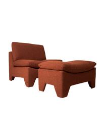 Sillón en tejido bouclé Karl, Funda: 92% poliéster, 8% algodón, Estructura: madera, Terracota, An 84 x F 82 cm