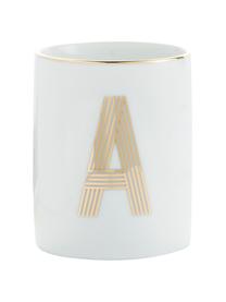 Mug porcelaine Yours (variantes de A à Z), Porcelaine, Blanc, couleur dorée, Mug P, 300 ml