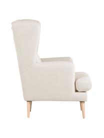 Fauteuil à oreilles scandinave Robin, Tissu beige, larg. 77 x prof. 85 cm