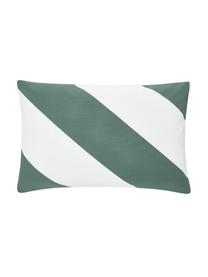 Housse de coussin rectangulaire blanc vert Ren, 100 % coton, Blanc, vert sauge, larg. 30 x long. 50 cm