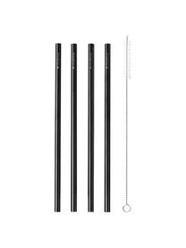 Set di 5 cannucce Tawin, Acciaio 18/8 rivestito, Nero, Lung. 25 cm