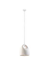 Kleine keramische hanglamp Sativa, Lampenkap: keramiek, Baldakijn: gecoat metaal, Wit, Ø 20 x H 26 cm