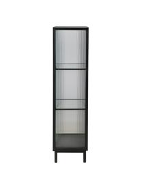 Chiffonnier estrecho de vidrio y metal Markus, Estructura: metal recubierto, Negro, transparente, An 46 x Al 132 cm