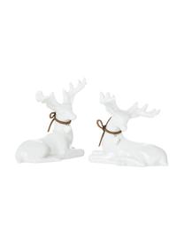 Set de ciervos decorativos Ben, 2 pzas., 100% porcelana, Blanco, An 8 x Al 11 cm