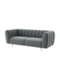 Sofa z aksamitu Shel (3-osobowa), Tapicerka: 100% aksamit poliestrowy , Nogi: metal powlekany, Aksamitny stalowoszary, nogi: odcienie mosiądzu, S 210 x G 95 cm