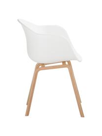 Krzesło z podłokietnikami z tworzywa sztucznego Claire, Nogi: drewno bukowe, Biały, drewno bukowe, S 60 x G 54 cm