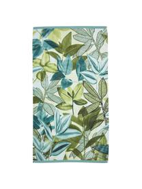 Toalla de playa de algodón ecológico Jungle Vibe, Tonos azules y verdes, An 100 x L 180 cm