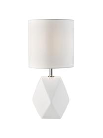 Kleine Keramik-Tischlampe Sage in Weiß, Lampenschirm: Stoff, Lampenfuß: Keramik, Weiß, Ø 15 x H 31 cm