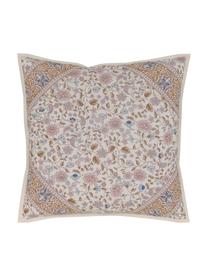 Federa arredo rosa cipria con motivo paisley Lilou, 100% cotone, Rosa cipria, beige, blu, Larg. 45 x Lung. 45 cm