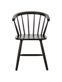 Stolička z dreva vo Windsor štýle Megan, 2 ks, Lakované kaučukovníkové drevo, Čierna, Š 53 x H 52 cm