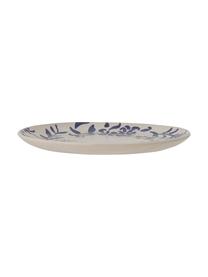 Assiettes plates avec motif floral peint à la main Petunia, 6 pièces, Grès cérame, Beige, tons bleus, Ø 24 cm