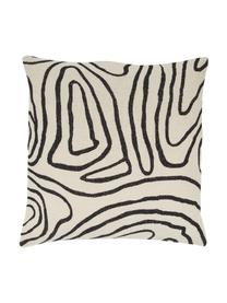 Housse de coussin 45x45 Nomad, 100 % coton, Blanc crème, noir, larg. 45 x long. 45 cm