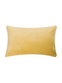 Samt-Kissen Velvet in Gelb, mit Inlett, Vorderseite: Baumwollsamt, Rückseite: Wolle, Gelb, Hellbeige, 30 x 50 cm
