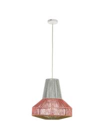 Boho hanglamp Tonny in koord optiek, Lampenkap: katoen, Grijs, terracottarood, beige, Ø 45 cm