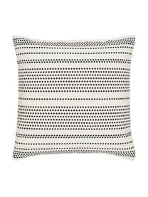 Housse de coussin 45x45 Davy, 100 % coton, Blanc, noir, larg. 45 x long. 45 cm