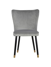 Krzesło tapicerowane z aksamitu Monti, Tapicerka: aksamit (100% poliester), Nogi: drewno naturalne, fornir, Szary aksamit, S 55 x G 66 cm