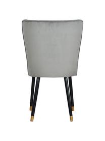 Sedia imbottita in velluto grigio Monti, Rivestimento: velluto (100% poliestere), Gambe: legno impiallacciato, Velluto grigio, nero, dorato, Larg. 55 x Prof. 66 cm