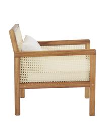 Poltrona da giardino con intreccio viennese Vie, Rivestimento: 100% poliestere Il rivest, Struttura: legno massiccio di acacia, Intreccio viennese: polietilene, Beige, Larg. 68 x Prof. 78 cm