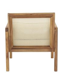 Tuin loungefauteuil Vie met Weens vlechtwerk, Bekleding: 100% polyester, Frame: massief geolied acaciahou, Beige, 68 x 78 cm