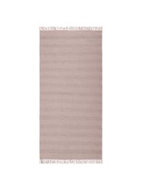 Tappeto in cotone a righe tono su tono con frange Tanya, 100% cotone, Rosa, Larg. 200 x Lung. 300 cm (taglia L)