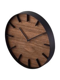 Horloge murale Rin, Noir, bois foncé, Ø 27 cm