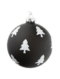 Kerstballenset Bullerbu, 6-delig, Ophanglus: kunststof, Wit, zwart, Ø 10 cm