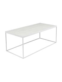 Geglazuurde salontafel Glazed in wit, Tafelblad: MDF, keramiek, Frame: gepoedercoat metaal, Wit, B 93 x H 36 cm