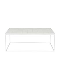 Geglazuurde salontafel Glazed in wit, Tafelblad: MDF, keramiek, Frame: gepoedercoat metaal, Wit, B 93 x H 36 cm