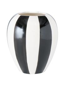 Handbemalte Steingut-Vase Emser, Steingut, Schwarz, Weiß, Ø 14 x H 16 cm