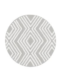 Tapis rond gris avec structure en relief tissé main Ziggy, 100 % coton, Gris, Ø 120 cm (taille S)