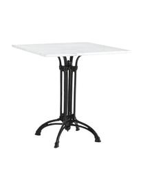 Mesa de exterior Loren, con tablero de mármol, Tablero: mármol, Estructura: acero recubierto, Negro, blanco, veteado, An 70 x Al 71 x F 70 cm