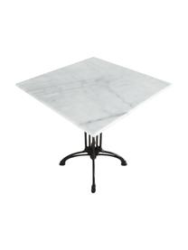 Tavolo da giardino  con piano in marmo Loren, Piano d'appoggio: marmo, Struttura: acciaio rivestito, Nero, bianco, marmo, Larg. 70 x Alt. 70 cm