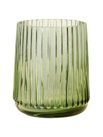 XS glazen vaas Ribbed in groen, Glas, Grasgroen, Ø 11 x H 9 cm