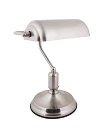 Kleine retro bureaulamp bank van metaal, Lampenkap: metaal, Lampvoet: metaal, Zilverkleurig, 27 x 34 cm