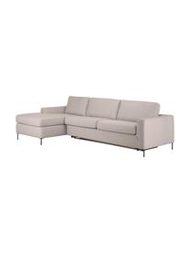 Schlafsofa Cucita (3-Sitzer) mit Matratze, Bezug: Webstoff (100% Polyester), Gestell: Massives Kiefernholz, FSC, Webstoff Hellbeige, B 274 x T 164 cm, Eckteil links