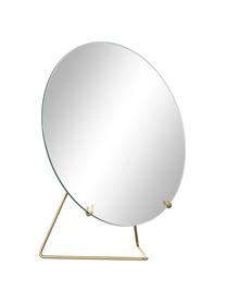 Runder Kosmetikspiegel Standing Mirror mit goldenem Stahlrahmen, Gestell: Stahl, pulverbeschichtet, Spiegelfläche: Spiegelglas, Goldfarben, 30 x 35 cm