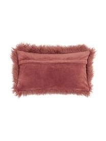 Housse de coussin rectangulaire imitation fourrure frisée Morten, Terre cuite