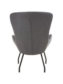 Fauteuil Wing met metalen poten, Poten: metaal, gepoedercoat, Geweven stof antraciet, B 75 x D 85 cm