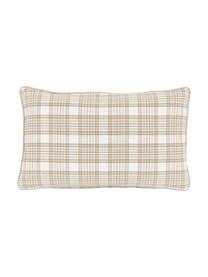 Karierte Kissenhülle Stirling mit Keder, 100 % Baumwolle, Beige, B 30 x L 50 cm