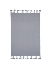 Plaid con pompons Sorbet, Cotone, Grigio chiaro, Larg. 130 x Lung. 170 cm