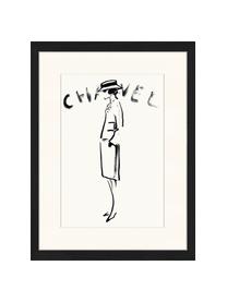 Gerahmter Digitaldruck Chanel, Bild: Digitaldruck auf Papier, , Rahmen: Holz, lackiert, Front: Plexiglas, Schwarz, Weiss, 33 x 43 cm