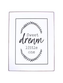 Wandbord Sweet dream little one, Gecoat metaal, Wit, zwart, 27 x 35 cm