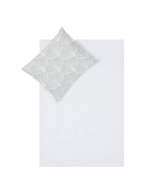 Dubbelzijdig dekbedovertrek Rama, Katoen, Bovenzijde: grijs, wit. Onderzijde: wit, 140 x 200 cm