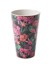 Tazza senza manico in bambù Tropical Flower, 55% fibra di bambù, 25%  amido di mais, 15% melamina, Verde, color fucsia, rosso, bianco, Ø 9 x Alt. 13 cm