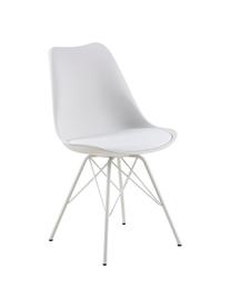 Kunststoffen stoelen Eris, 2 stuks, Zitvlak: kunststof, Poten: gepoedercoat metaal, Wit, B 49  x D 54 cm