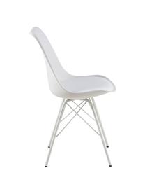 Krzesło z tworzywa sztucznego Eris, 2 szt., Tapicerka: sztuczna skóra (poliureta, Nogi: metal malowany proszkowo, Biały, S 49 x G 54 cm