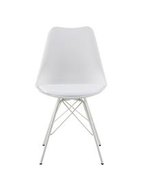 Kunststoffen stoelen Eris, 2 stuks, Zitvlak: kunststof, Poten: gepoedercoat metaal, Wit, B 49  x D 54 cm