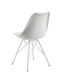 Kunststoffen stoelen Eris, 2 stuks, Zitvlak: kunststof, Poten: gepoedercoat metaal, Wit, B 49  x D 54 cm