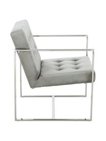Fauteuil lounge en velours Manhattan, Velours gris, couleur argentée, larg. 70 x prof. 72 cm